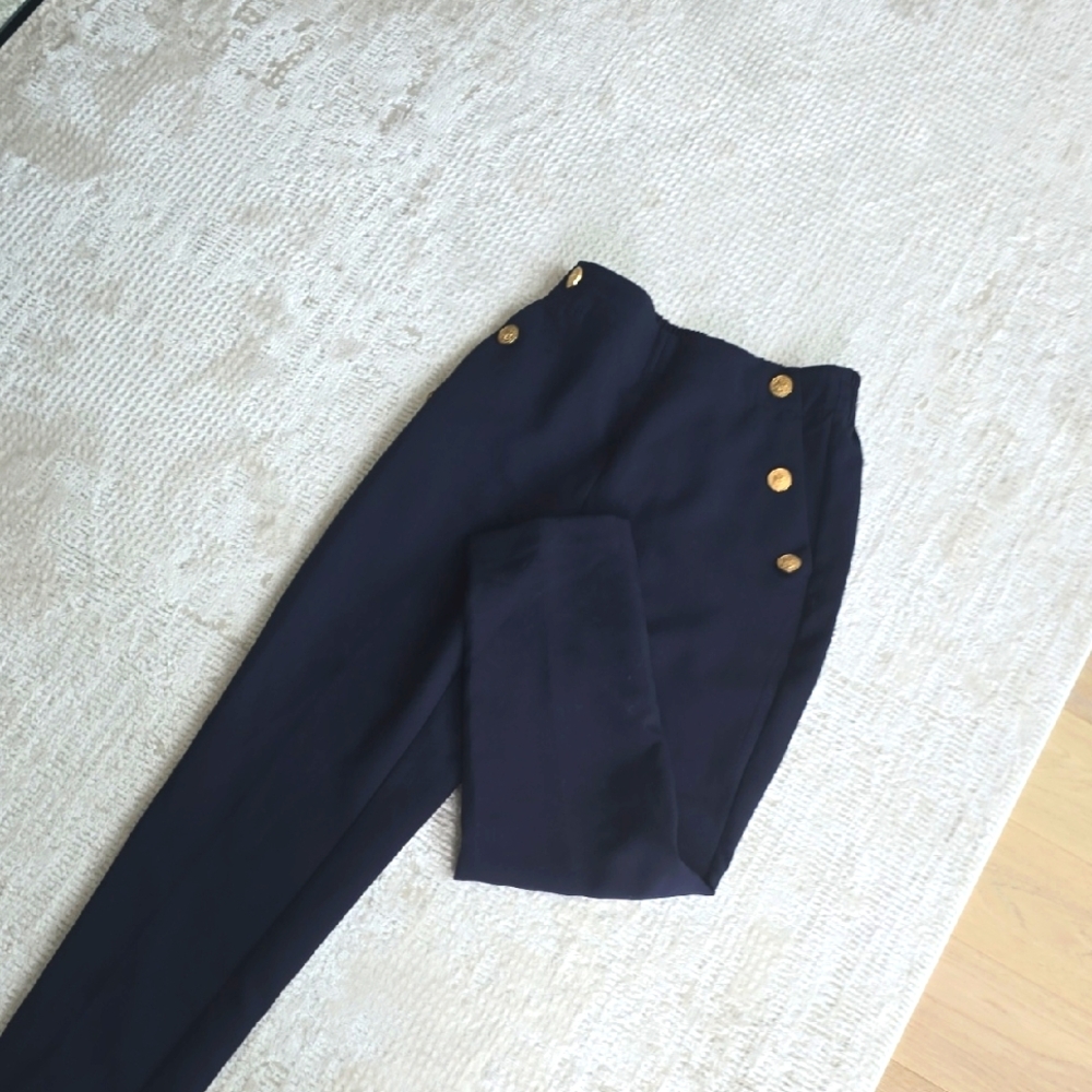 Zara Midnight Blue Trousers with Metallic Accents
